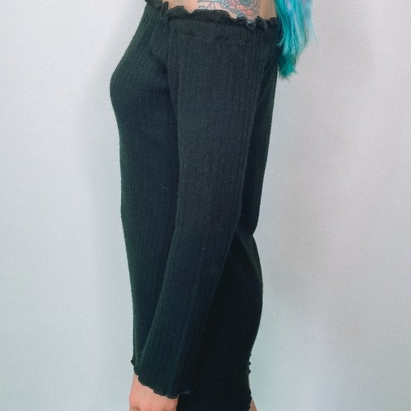 Over The Shoulder Black Sweater Dress - Picture 3 of 5